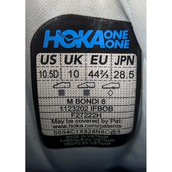 Hoka Bondi 8 Mens 10.5 Running Shoes Gray Blue Yellow Sneakers - Picture 12 of 12